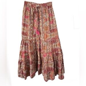 Moda Market tiered paisley cottage maxi skirt western elastic waist ONE size